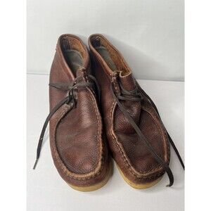 Clarks Padmore Brown Oiled Leather Ankle Boots 86256 Men's Size 12M Good Cond